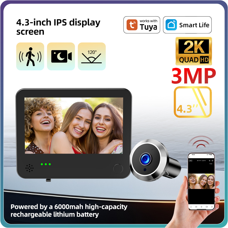 Smart Home Video - Danmini 4.3인치 2K 스마트 라이프 WiFi