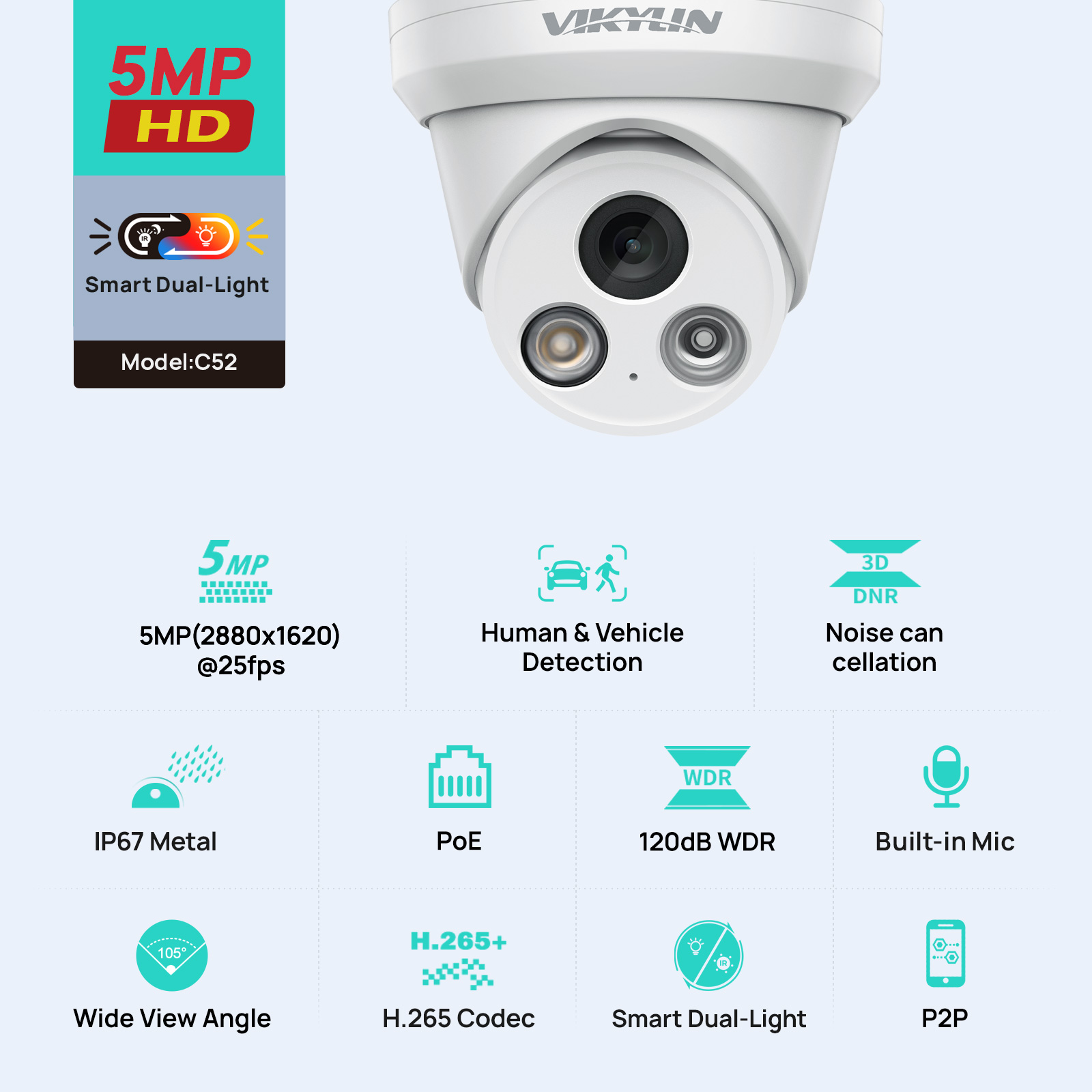 Smart Home Microsoft - VIKYLIN 5MP 스마트 듀얼 라이트 IP